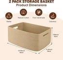 OIAHOMY Storage Basket for Shelves, Closet Cube Storage Bins Baskets for Clothes Blanket Towels, Baby Nursery, Toy Baskets Box, Woven Rope Basket, 17.72*12.99*7.87 IN, 2 Packs Jute Yellow by TinyTreasures Baby Boutique