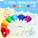 Hand Bells, 8 Note Musical Handbells Set with 17 Songbook Musical Toy Percussion Instrument for Toddlers Children Kids for Children's Day Family Activity School and Church (Upgraded Edition) by TinyTreasures Baby Boutique