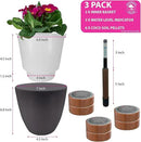 GARDENIX DECOR 7'' Self Watering planters for Indoor Plants - with Water Level Indicator for Flower Pot , Grow Tracking Tool - Coco Coir - Gray 3 Pack by GreenHaven Gardens