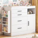 Bigbiglife Changing Table Dresser, Baby Nursery Dresser with 4 Drawers & 1 Cabinet & 3 Open Shelves Storage, Modern Diaper Changing Station for Children's Room, Changing Pad Included, White by TinyTreasures Baby Boutique