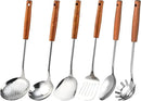 FJNATINH Stainless Steel Kitchen Utensils Set with Wood Handle Nonstick Stainless Steel Cooking Utensils Set with Turners,Spatula,Ladle,Skimmer,Solid Spoon,Pasta by CozyNest Decor