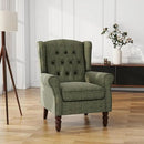 UIXE High Back Accent Chair, Upholstered Armchair in Fabric for Living Room, Retro Wingback Arm Chair Comfy Single Sofa Bedroom Reading Seat with Solid Wood Legs - Green by CozyNest Decor