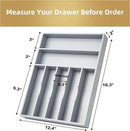 Silverware Organizer 13 Inch Gray Bamboo Kitchen Drawer Organizer 7 Slots Utensil Organizer Silverware Holder Cutlery Organizer Flatware Tray (Large) by CozyNest Decor