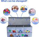 Toy Box Chest for Kids, Collapsible Oxford Toy Storage Box with Handles for Boys, Extra Large Sturdy Waterproof Toy Organiser for Bedroom Playroom, 37.7×12.5×15.7 Inch (Animal Cars) by TinyTreasures Baby Boutique