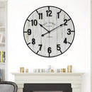Large Old Town Farmhouse Wall Clock – 24 Inches Rustic Antique Wood with Metal Circle and Large Numerals, Silent Battery Operated Clock for Office, Kitchen, Bedroom, Living Room (Washed White) by CozyNest Decor