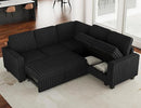 Belffin Plush Corduroy Modular Sectional Sofa with Pull Out Bed Convertible Small Sectional Corner Couch for Living Room Black Couch by CozyNest Decor