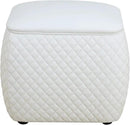 Ottoman Rectangular Storage Ottoman Bench, Faux Leather Footrest, Stool Footstool for Living Room, Bedroom, Entryway, White, 19.5"x15.5"x18" by CozyNest Decor