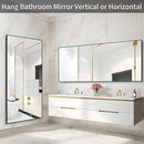 36x72inch Bathroom Mirror, Black Rectangle Mirror with Thin Metal Frame, Large Rectangular Wall Mirrors for Bathroom, Living Roomm, Hair Salon, Big Farmehouse Mirror Hang Horizontal/Vertical by CozyNest Decor