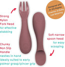 Baby Cutlery with Case - Baby Spoon & Fork Set, Self Feeding Cutlery, Silicone, 6+ Months, Pink by TinyTreasures Baby Boutique