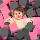 Foam Pit Cubes, 24 PCS 5 Inches Gymnastics Foam Blocks Trampoline Blocks, Multi-Sport Protective Padding for Gymnastics, Trampoline, Parkour, Skate Parks & BMX - Dark Grey & Pink by TinyTreasures Baby Boutique