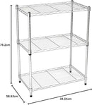Amazon Basics 3-Shelf Adjustable Heavy Duty Steel Wire Rack Storage Shelving Organizer for Kitchen, Garage, 23.2" L x 13.4" W x 30" H, Chrome by CozyNest Decor