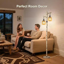 Scenekoy Retro 68.5” Tall Floor Lamp With Carving Shade, Farmhouse Resin Standing Lamp & Faux Birch Tree Finish, Dimmable Corner Lamp Stand Up Light with Bulb Prefer for Living Room Bedroom Home Decor by CozyNest Decor