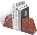 Marble Book Ends Decorative, Unique Bookends for Shelves，Bookends to Hold Heavy Books Durable Book Holder Stopper for Home Office Desk Bookshelf Decoration, Set of 2, Rosso Francia by CozyNest Decor