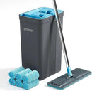 JOYMOOP Mop and Bucket Set with Wringer, Mops for Floor Cleaning, Wall Mop Cleaner with Long Handle, with 6 Reusable Microfiber Mop Pads - Grey+Cyan Blue by CozyNest Decor
