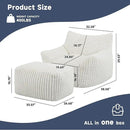 Giant Bean Bag Chairs for Adults, Oversized Chaise Lounge Chair Indoor with Memory Foam - Plush Boneless Lounger & Ottoman for Bedroom, Living Room, Gaming & Reading, Lazy Floor Sofa Chair, Beige by CozyNest Decor