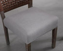 Kmax Farmhouse Dining Chairs Set of 4, Rustic Kitchen Chairs with Linen Fabric Seat and Woven Back, Vintage Accent Chairs for Dining Room, Living Room, Grey by CozyNest Decor