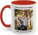 Personalized Coffee Cup with Photo, Logo or Text - Custom Both Sides Printed Mug for Him & Her - Unique Customized Gifts with Names - White/Red by TinyTreasures Baby Boutique