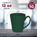 DISCOUNT PROMOS Glossy Ceramic Latte Coffee Mug 12 oz. Set of 10, Bulk Pack - Perfect for Tea, Espresso, Cappuccino, Hot Cocoa - Green by CozyNest Decor