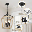4 Light Chandelier Fixture, Farmhouse Light Fixtures Geometric Metal Cage Modern Ceiling Light with Adjustable Height, E12 Base Hanging Lights for Kitchen Island, Dining Room, Living Room, Indoor by CozyNest Decor