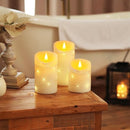 Homemory Flameless Candles with String Lights, 3 Pack Embedded Fairy String Lights LED Candles, Electric Flickering Candles with Remote Control and Timer, Real Wax, Ivory White by CozyNest Decor