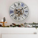 Unique Moving Gear Large Wall Clock 21inch-Battery Powered. Retro Industrial Steampunk Country Farmhouse Decor for The Living Room Kitchen Bars cafes Offices(whith/metal/21) by CozyNest Decor