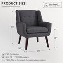 HUIMO Button-Tufted Accent Chairs Set of 2,Upholstered Reading Living Room Chair,Mid Century Modern Chair with Linen Fabric, Club Chair,Comfy Arm Chairs for Living Room,Bedroom,Grey by CozyNest Decor