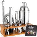 Bartender Kit Cocktail Shaker Set with Stand Bar Tool Bar Set for Drink Mixing Home Bartending Kit 17-Piece Bar Cart Accessories: Martini Shaker, Mixer Spoon, Jigger, Muddler, Strainer & Recipes Gifts by CozyNest Decor