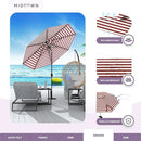 MIDTOWN UMBRELLAS The Lean 9 Feet Outdoor Umbrella With Terylast Red Stripes (Red/White Stripes) Polyester Fabric - 8 Ribs Aluminum Frame Patio Umbrella With Zinc Alloy Crank Lift And Auto-Tilt System by GreenHaven Gardens