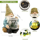 Solar Firefly Jar Gnome Waterproof- Large Garden Gnome Funny Solar Outdoor LED Lights Resin Statues 10.6" Lantern Figurines Decorations Birthday Gifts for Mom Women - Unique Housewarming Gifts by CozyNest Decor