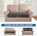 H.VERSAILTEX Velvet Stretch Couch Cushion Cover Plush Cushion Slipcover for Chair Loveseat Sofa Cushion Furniture Protector Seat Cushion Sofa Cover (2 Piece Large Sofa Cushion Covers, Grey) by CozyNest Decor