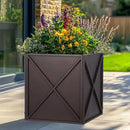 SUNNYPARK Large Metal Planter Box 17”x 17”x 18”, Square Modern Brown Metal Planter Box Heavy Duty with Drainage Holes for Outdoor Garden Patio by CozyNest Decor