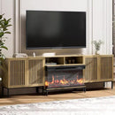 3-Sided Glass Farmhouse Fireplace TV Stand for TVs Up to 100 Inch, Entertainment Center with 36" Electric Fireplace, Oak TV Console with Storage Cabinets for Living Room by CozyNest Decor