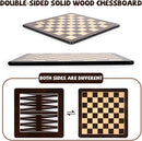 3-in-1 Wooden Chess, Backgammon Set and Checkers Set- 12 Inch Portable Board Game for Kids and Adults, Classic Strategy Game with Durable Chess Pieces Perfect for Travel Family Game Educational Games by TinyTreasures Baby Boutique