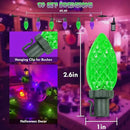 Extendable Purple and Green 2PK 100 LED C9 Halloween Lights Indoor Outdoor Waterproof, 98FT Super Bright C9 String Lights 13 Modes with Timer for Tree Patio Party Garden Halloween Decorations by CozyNest Decor