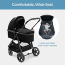 Mompush Wiz 2 in 1 Baby Stroller with Bassinet Mode, Convertible Infant Stroller for Newborn and Toddler with Reversible Seat and Large UPF 50+ Canopy by TinyTreasures Baby Boutique