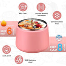 Soup Thermo for Hot Food Kids 14oz Lunch Containers with Buckle Lid Wide Mouth Hot Food Jar Vacuum Insulated Stainless Steel Bento Box Leakproof with Spoon (Dark Pink) by TinyTreasures Baby Boutique