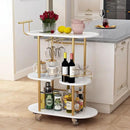 3 Tier Gold Bar Carts for Home Bar Serving Cart with Wheels, Heavy Duty Bar Wine Cart with Storage Shelves, for The Living Room, Kitchen, Bar, Party by CozyNest Decor