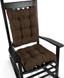 BUYUE Chair Cushion Set for Rocking Chair, Back Pillow & Seat Cushion with Ties, Original Woven Fabric Non-Slip Chair Pads for Elderly Sitting, Chocolate by CozyNest Decor
