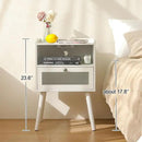 AWASEN White Nightstand with Charging Station, Modern Bedside Table with Glass Decorative Drawer, Small End Side Table with 2 Tiers Storage Space, for Bedroom, Office and Small Space(White) by CozyNest Decor