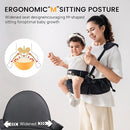Ergonomic Baby Hip Carrier-Baby Waist Stool with Adjustable Strap and Chest Harness Huge Storage Enhanced Lumbar, Carrier for Newborn to Toddler Black by TinyTreasures Baby Boutique