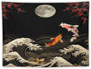 Houselerax Koi Fish Tapestry, Japanese Style Yin Yang Big Wave Cherry Blossom Tapestries Wall Hanging for Bedroom Living Room Office Decor 40"x30" by CozyNest Decor