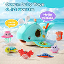 Koty Baby Toys 6-12 Months, Montessori Sensory Toys,My First Ocean Whale House Toy with 6 Sea Animals | Bell Shell, Squeaky Seahorse & Crinkle Paper | Baby Gift by TinyTreasures Baby Boutique