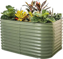 Vego garden 32" Extra Tall Raised Garden Bed Kits, 6 in 1 Modular Raised Planter Box for Vegetables Flowers Fruits Oval Metal Raised Garden-Olive Green by CozyNest Decor