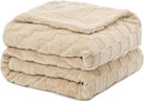 Pawque Super Soft Cozy Throw Blanket for Couch Sofa Bed - Fluffy Sherpa Fleece Reversible Thick Warm Fuzzy Blanket for All-Season, 3D Checkered Jacquard Elegant Decorative Blankets, Khaki, 50" x 60" by CozyNest Decor
