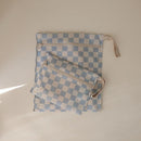 mushie Water Resistant Wet Bags | Large & Small Reusable Storage Bag for Baby Items and Travel | Zippered Pockets with Handle | Machine Washable, Set of 2 (Blue Check) by TinyTreasures Baby Boutique