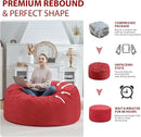 4FT Bean Bag Chair, Large Bean Bag Chairs with Memory Foam Filled, Fluffy Beanbag Sofa with Dutch Velvet Cover, Round BeanBag Chairs for Living Room, Playroom - Red by TinyTreasures Baby Boutique