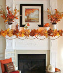DearHouse 2 Pack Fall Maple Leaf Garland - 5.9Ft/Piece Hanging Vine Artificial Autumn Foliage for Thanksgiving, Home, Wedding, Fireplace, Party, Christmas Decor (Light Orange) by CozyNest Decor