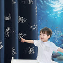 Vangao Kids Curtains for Boys Bedroom Kids Blackout Curtains 84 Inch Length Ocean Aquarium Nursery Drapes for Girls Bedroom Silver Sea Animals Print Thermal Insulated Drapes, Navy Blue 2 Panels by TinyTreasures Baby Boutique