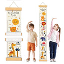 Personalized Name Growth Chart Wall Decor for Kids – Canvas Removable Height Chart Measuring Ruler 59" x 7.9" （Animals） by TinyTreasures Baby Boutique