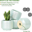 Mini Succulent Planter Set – 3.7 Inch Ceramic Pots with Drainage for Indoor Plants, Small Decorative Flower Pots for Cactus and House Plants, Set of 4 by CozyNest Decor